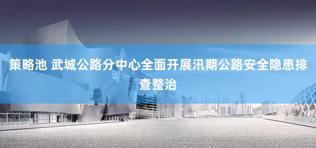 策略池 武城公路分中心全面开展汛期公路安全隐患排查整治